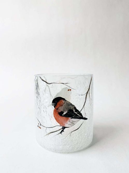 Hovedbilde Lysglass krakelert frostet dompapp 9×10 cm